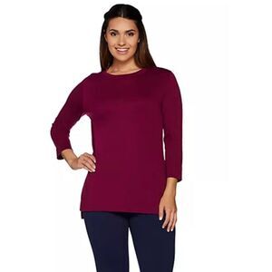 Isaac Mizrahi Live! Women 3X Essentials Pima Cotton Tunic Top Mulberry NWT